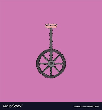 Unicycle one wheel bicycle cartoon flat style in vector image