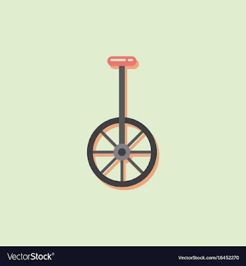Unicycle one wheel bicycle cartoon flat style in vector image