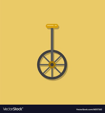 Unicycle one wheel bicycle cartoon flat style in vector image