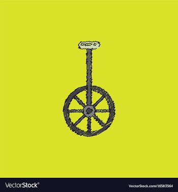 Unicycle one wheel bicycle cartoon flat style in vector image