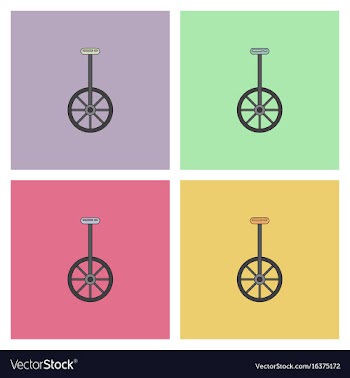 Unicycle one wheel bicycle cartoon flat style vector image