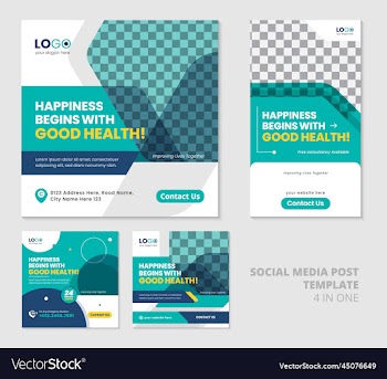 unique medical social media post template set