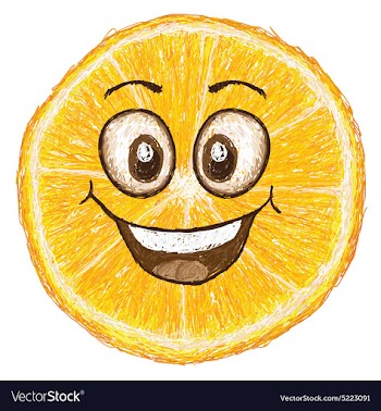 Unique style of happy orange fruit cartoon cross vector image