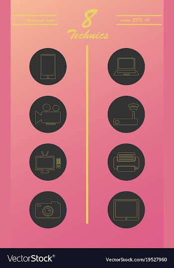 Unique thin line icons set of computer hardware vector image