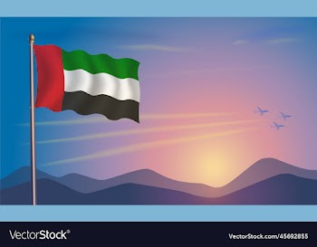 united arab emirates flag in the morning sun