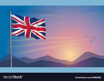united kingdom flag in the morning sun
