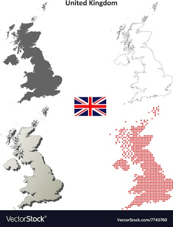 United Kingdom outline map set vector image
