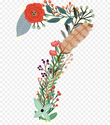 United Kingdom Wedding invitation Greeting card Birthday Gift - Flowers digit number 7 