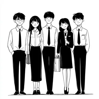 United Office Team in Minimalist Cartoon Style United Office Team in Minimalist Cartoon Style