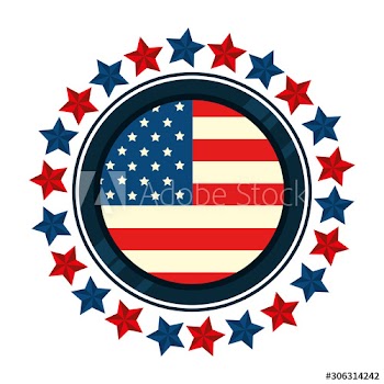 united states flag in frame circular design