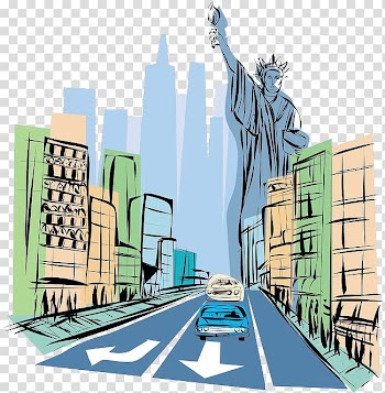 United States New Yawk tawk Speak With a New York Accent, Hand painted designs of colored American landmarks transparent background PNG clipart