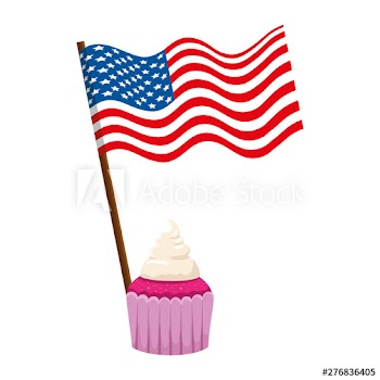 united states of america flag with cupcake