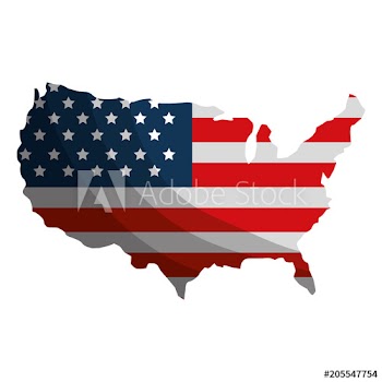 united states of america map with flag design
