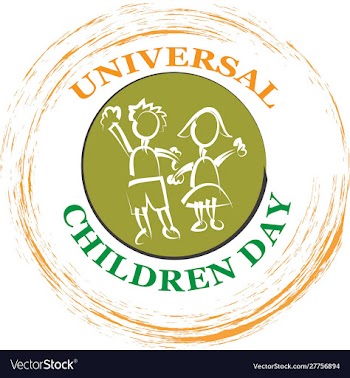 Universal children day sign and logo vector image