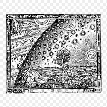 Universe png sticker, Flammarion hand | Free PNG - rawpixel