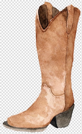 Unpaired brown leather cowboy boot, Cowboy boot Watercolor painting Drawing, Sen Department aesthetic boots transparent background PNG clipart