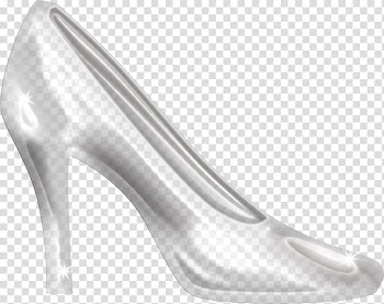 Unpaired silver stiletoo, Slipper Cinderella High-heeled footwear Shoe, White high heels material free to pull transparent background PNG clipart
