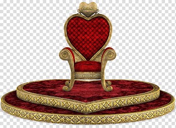 UNRESTRICTED Queen of Hearts Throne Render , heart-shaped brown and red armchair transparent background PNG clipart