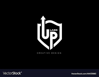 up labs arrow shield brand logo concept