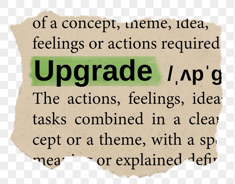Upgrade png word sticker, torn | Free PNG - rawpixel