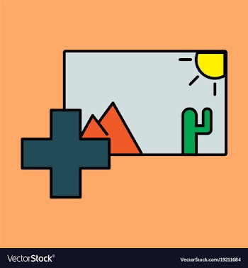 Upload image white flat icon on color background vector image