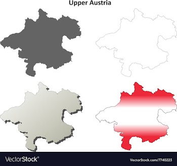 Upper Austria blank detailed outline map set vector image