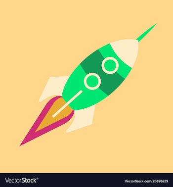Upward rocket with round window vector image