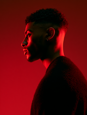Urban Artist Portrait in Red Lights