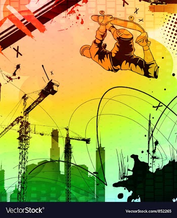 Urban background with skater vector image