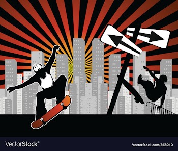 Urban background with skaters vector image