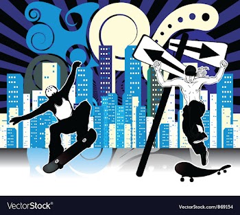 Urban background with skaters vector image