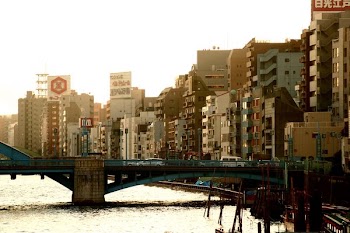 Urban Bridge Through Japanese City