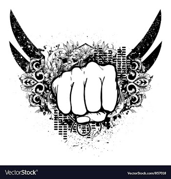 Urban emblem with fist vector image