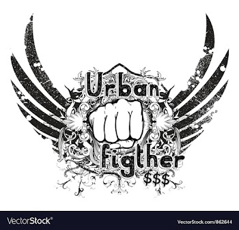 Urban emblem with fist vector image