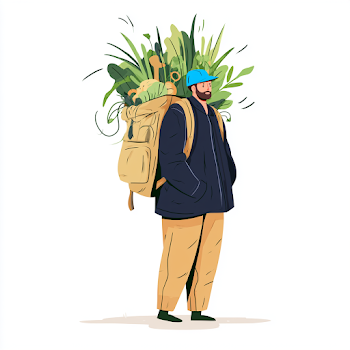 Urban Gardener Traveler with Backpack