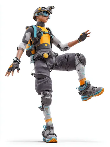 Urban Parkour Courier Character in Action Pose