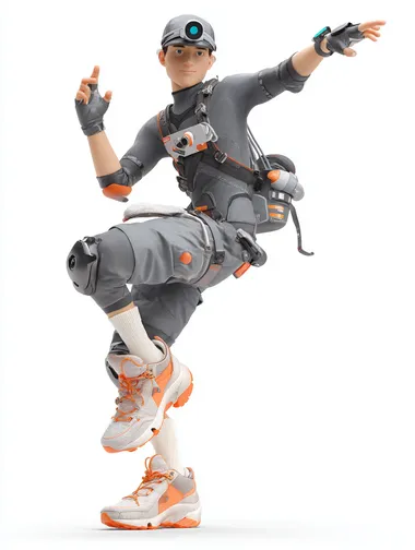 Urban Parkour Courier in Dynamic Pose
