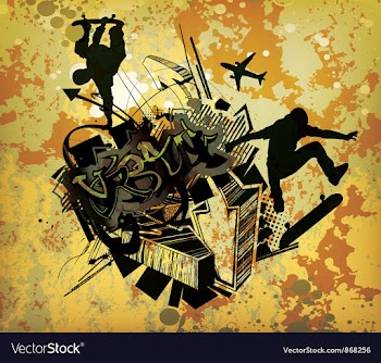 Urban poster with skaters vector image