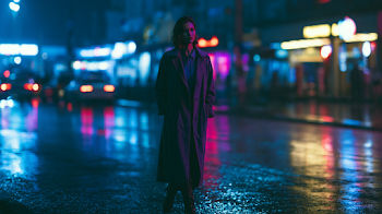 Urban Professional in a Rainy Night