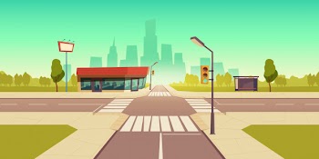 Urban street illustration Free Vector