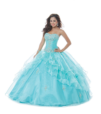 US$218.99 2015 White Appliques Satin Lace Up Strapless Blue Floor ...