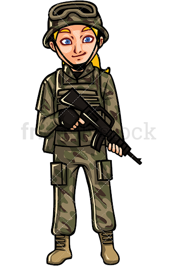US Army Female Soldier Cartoon Vector Clipart - FriendlyStock