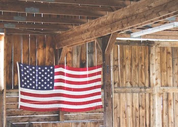 US flag mounted on wall