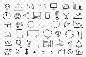 Useful business icons png for marketing black collection
