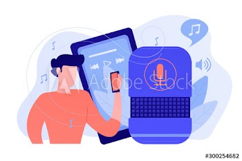 User playing music on smart speaker and mobile phone