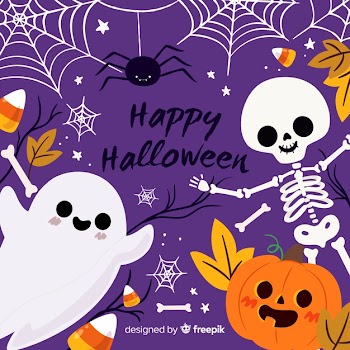 Ute halloween background with flat design Free Vector