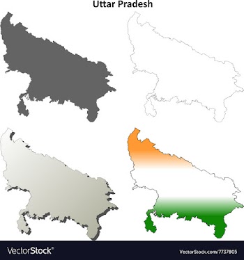 Uttar Pradesh blank outline map set vector image