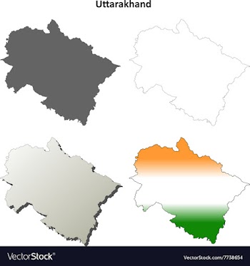 Uttarakhand blank detailed outline map set vector image