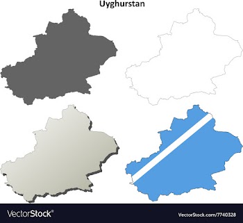 Uyghurstan outline map set - Uyghur version vector image