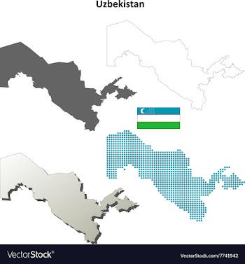 Uzbekistan outline map set vector image